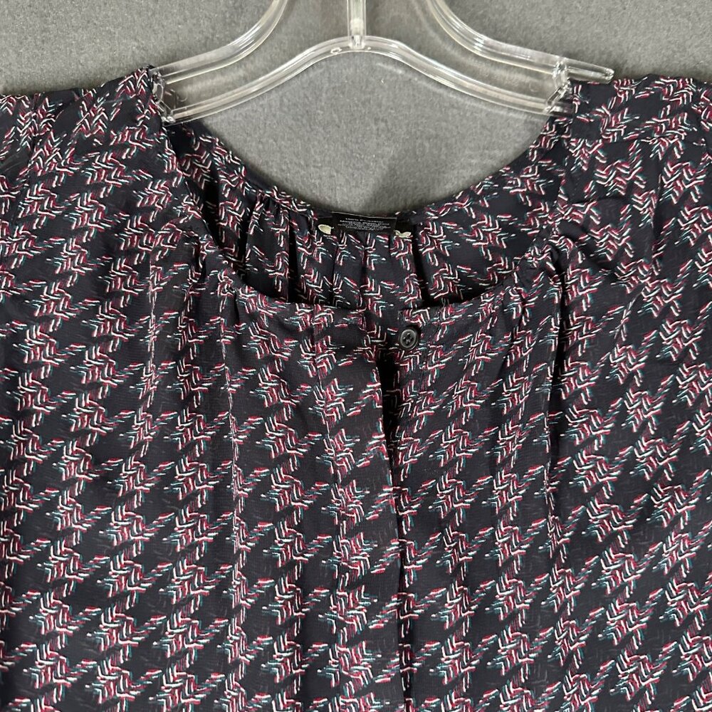Ann Taylor Factory Womens LP Sleeveless Ruffle Sleeve Split Neck Shell Tank Top - Picture 2 of 7